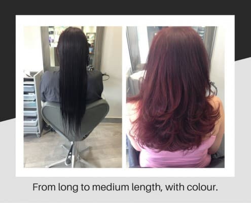 From long hair to medium length with colour