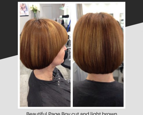 Beautiful Page Boy cut and light brown and copper colour by Mel and Natalina
