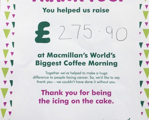 Our charity total for McMillan nurses