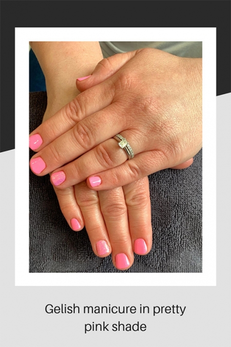 Gelish manicure in pretty pink shade