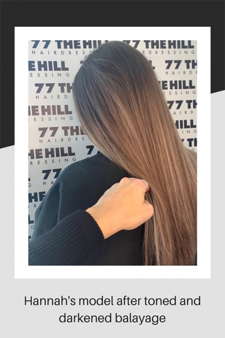 Hair style with toned and darkened balayage