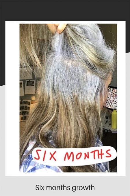 Six months growth growing out grey hair