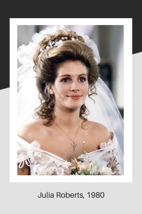 Wedding hair of Julia Robers in the 1980s