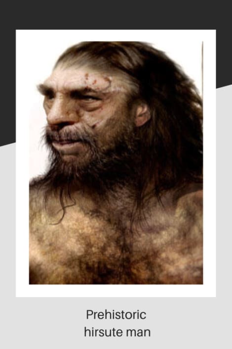 Hirsute prehistoric man with lots of hair
