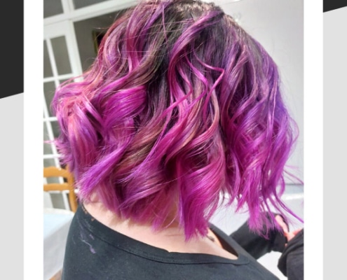 Bright coloured party blow dry
