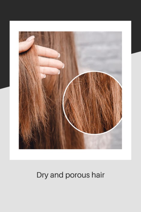 Detailed image of dry and porous hair