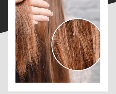 Detailed image of dry and porous hair