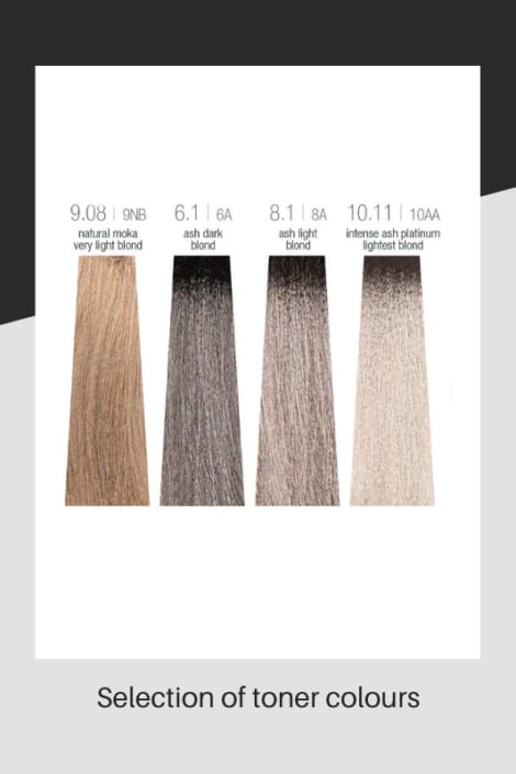 Selection of hair toner colours available