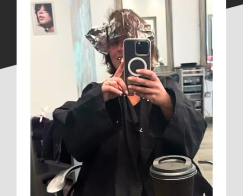 Balayage hair treatment in progress