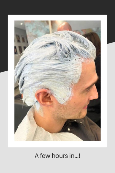 A few hours into the hair lightening process
