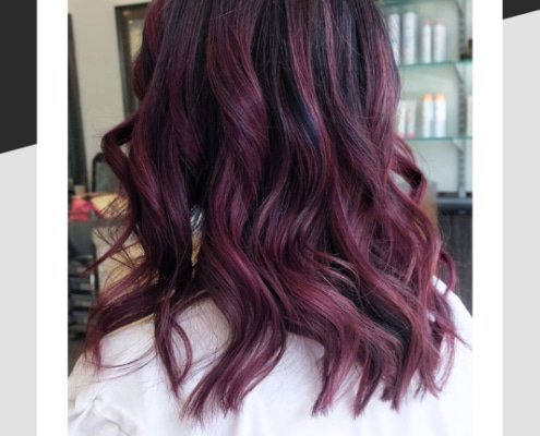 Lustrous deep red balayage hair