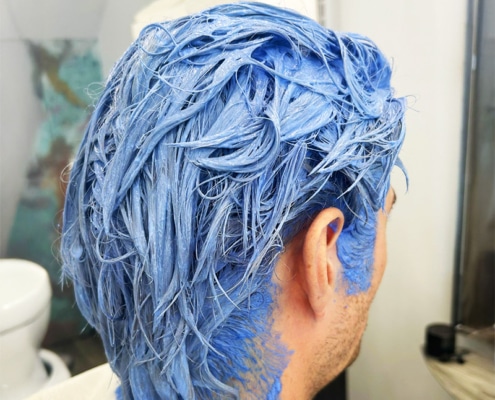 Blue hair whilst being lightened