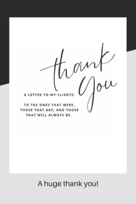 A huge thank you message to our lovely customers