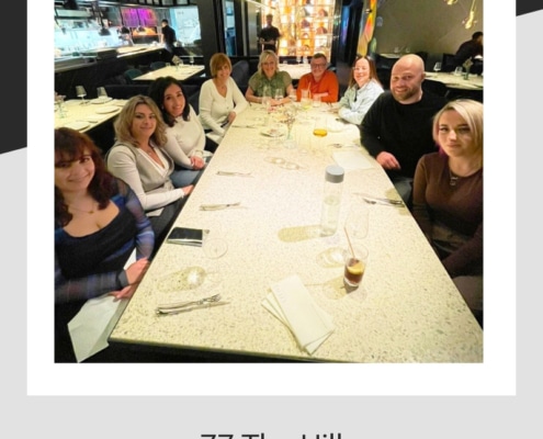 The hairdressing team out to their Christmas meal