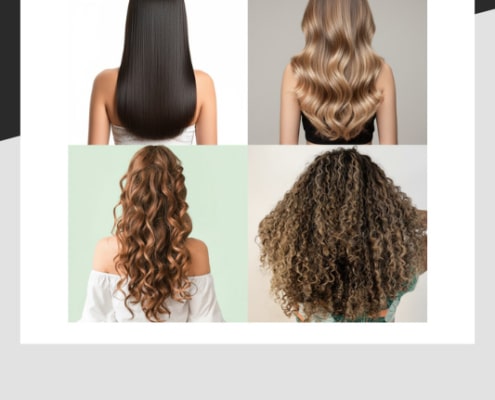 Image showing the four different hair types: straight, wavy, curly and coiled