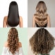 Image showing the four different hair types: straight, wavy, curly and coiled