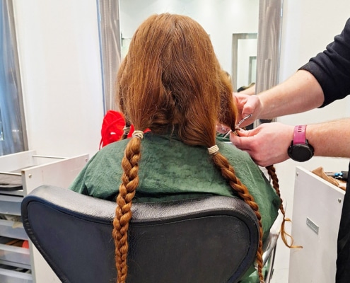 Wonderful young lady donating her cut hair to charity