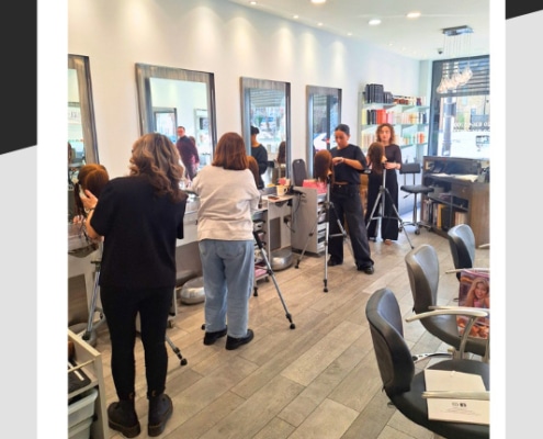Stylists at the salon working on their mannequins