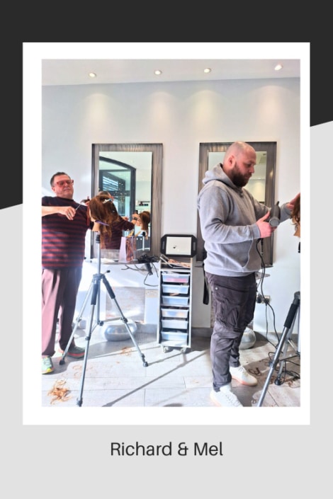 Salon Director Mel and Senior Stylist Richard at work