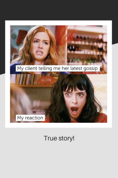 Hair styling meme about client's stories