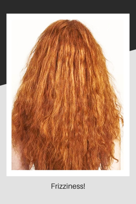 Frizzy long red hair.
