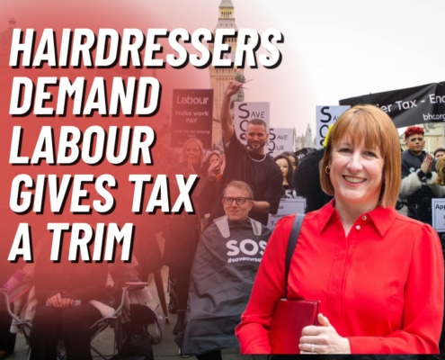 Hairdressers protesting at Labour's tax increments
