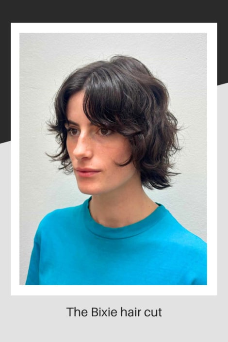 Bixie hair cut on model