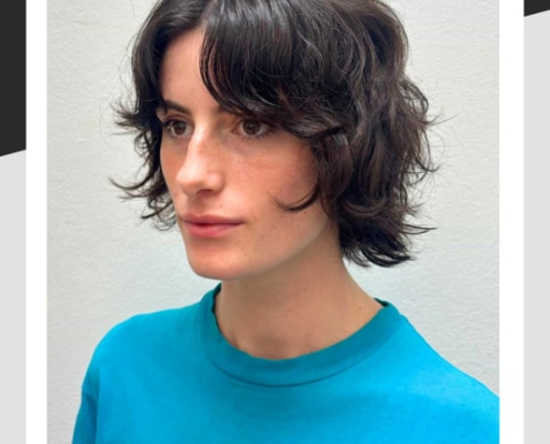 Bixie hair cut on model