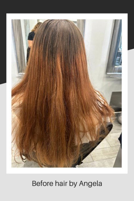 Hair before cutting and styling by Angela