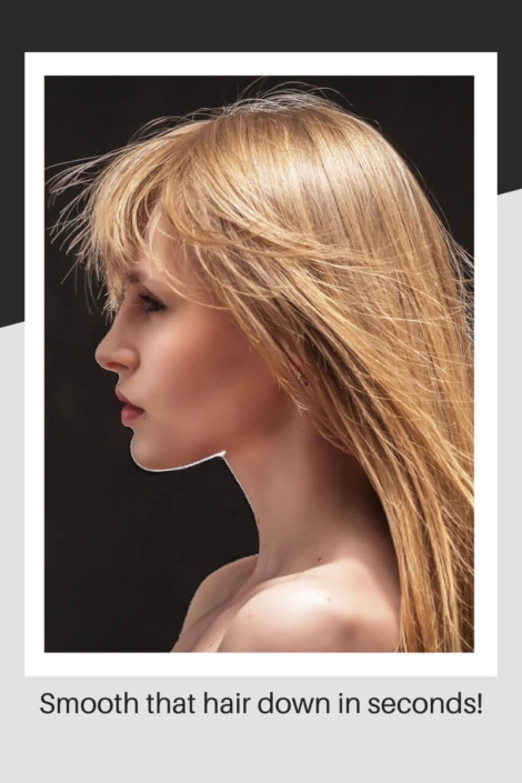 Model with wispy hair that is blowing everywhere