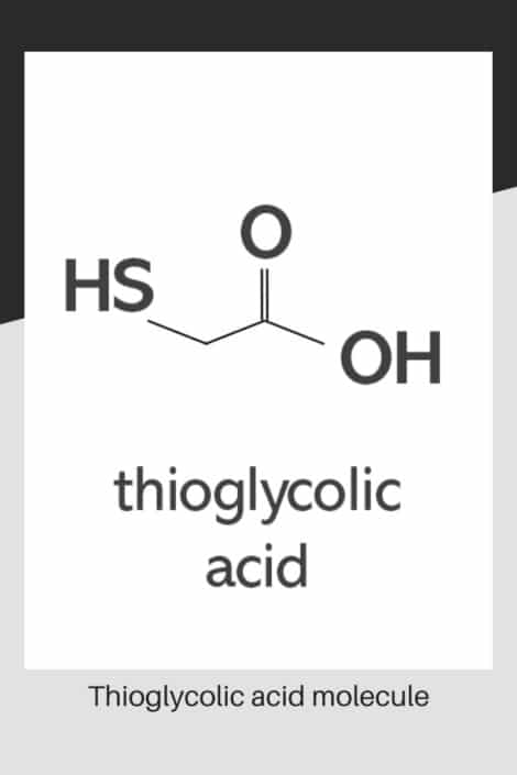 Diagram showing the thioglycolic acid molecule, used in perming