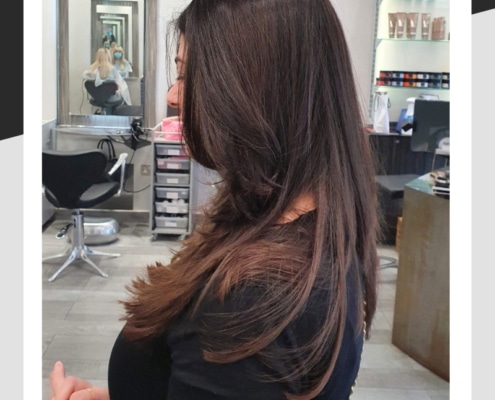 Beautiful hair shine created by blow-drying at the salon