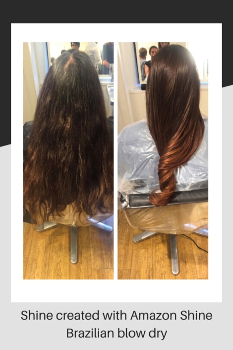 Deep lustrous shine created with Amazon Shine Brazilian blow-dry